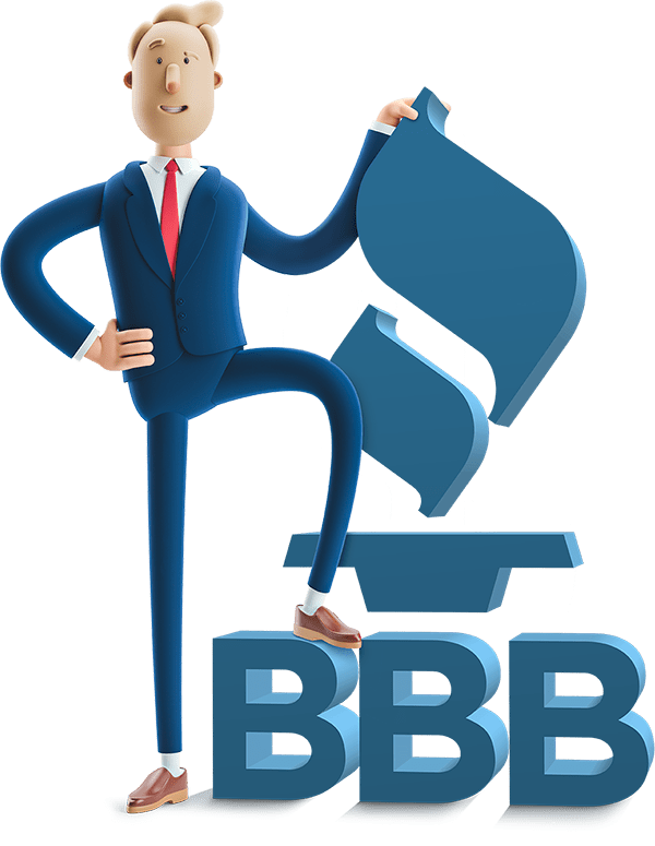 Larry with the BBB logo